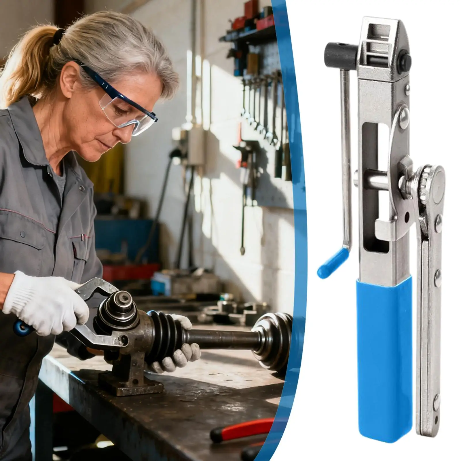 

CV Axle Boot Clamp Tool Repair Tightener With Ratchet Steel CV Joint Ear Clamp Banding Tool For Car Maintenance Vehicle