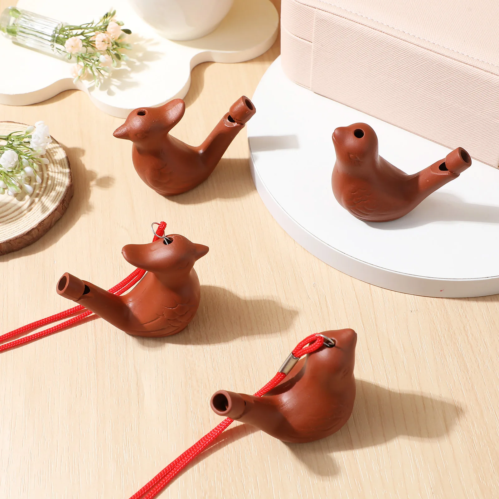 

4pcs Pottery Whistle Water Refillable Realistic Bird Call For Outdoor Bird Watching Portable Noise Makers Party Favors