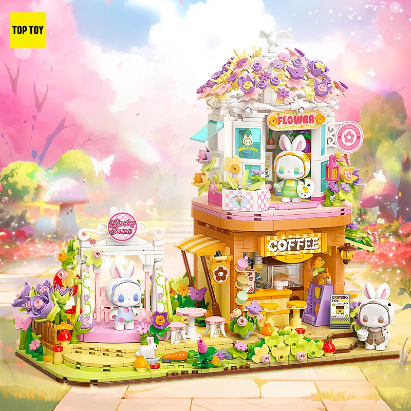 TOPTOY-bloques de construcción de la serie LUCKY EMMA rabbit Secret Realm Manor, rompecabezas, regalo, artículos de exhibición hechos a mano