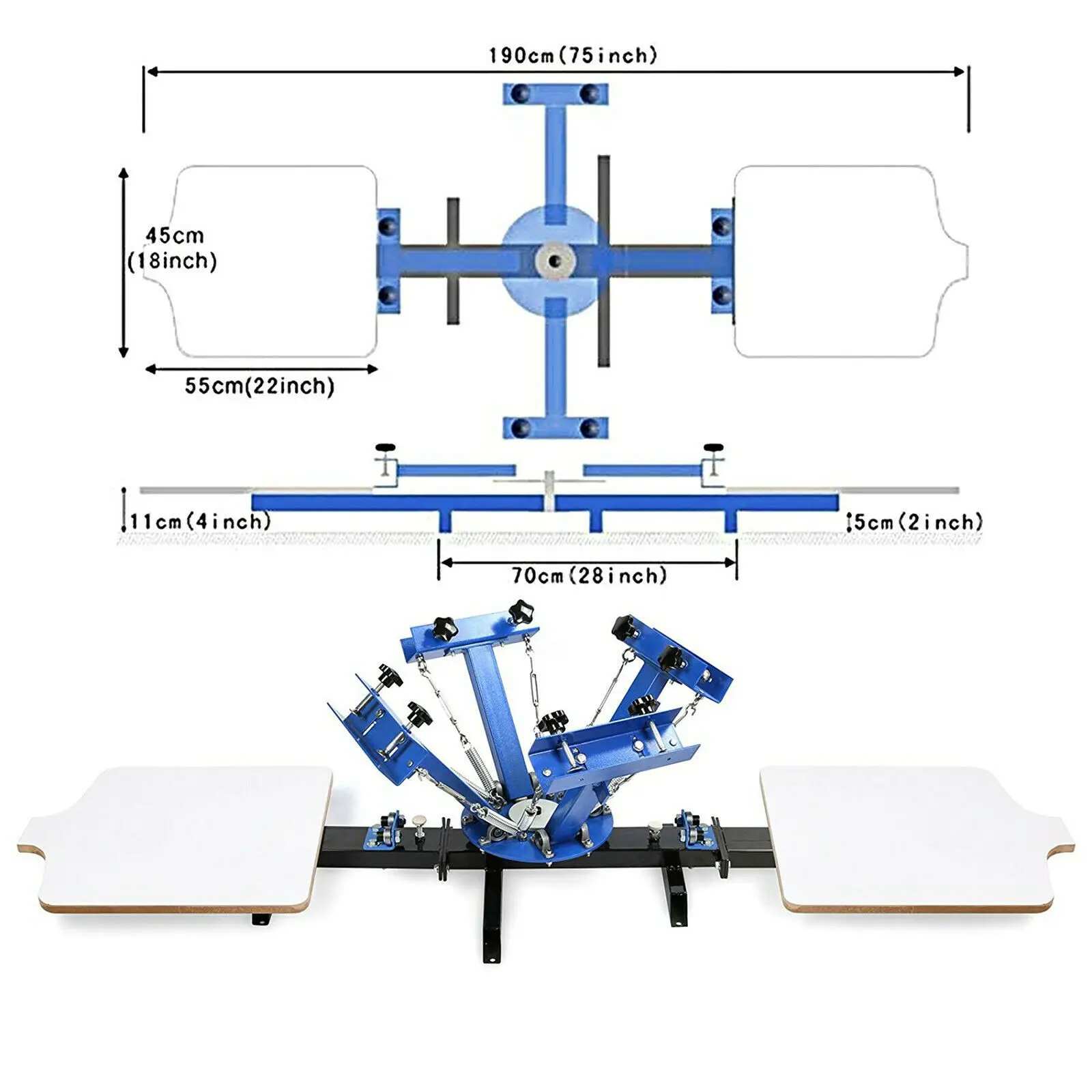 4 Color 1 Station Silk Screen Printing Machine Steel Hot Press Hand Tools DIY Kit Prensa For T-Shirt Equipment Printer 21.7 x 17