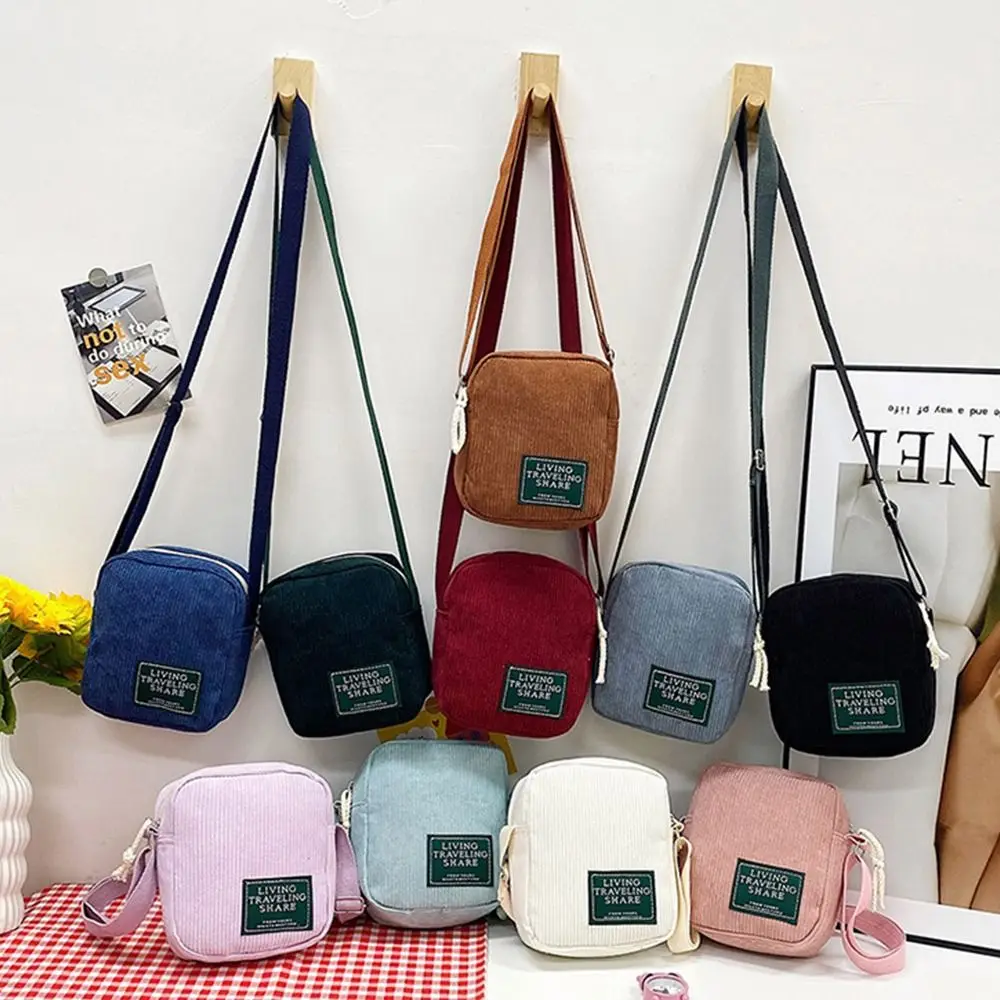 Women Ladies Solid color Shoulder Bags Fashion Vintage Corduroy Small Handbag Crossbody Bag Winter Accessories