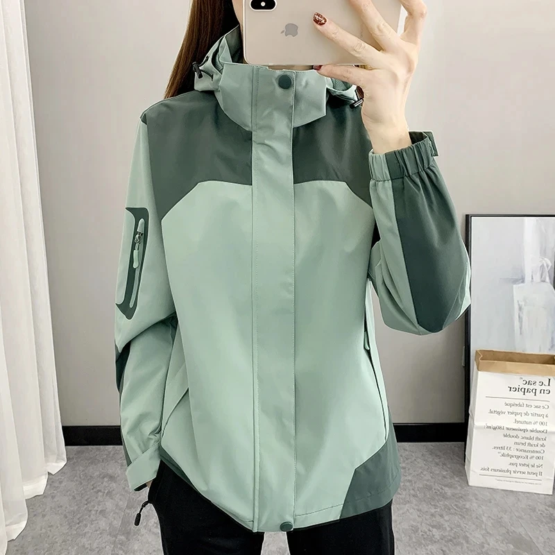 2025 New Women's Coat Joker Coat Waterproof Windproof Single-layer Jacket Long Sleeve Zipper Sport Hooded Jackets Female Outwear