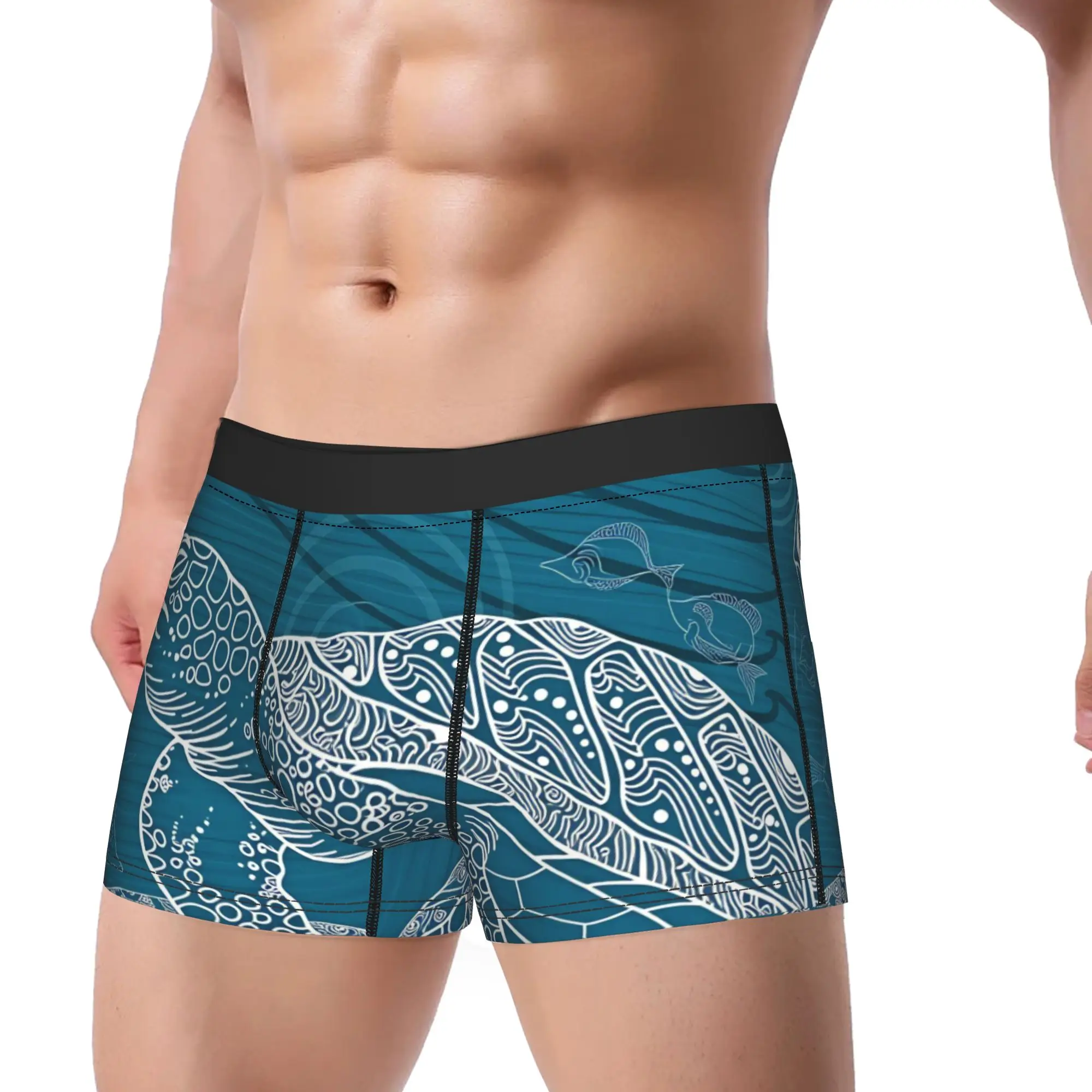 Sea Turtle  Trunk  3D Pouch Underwear Hot Sale Pattern Boxer Brief Funny Men Panties Big Size 2XL