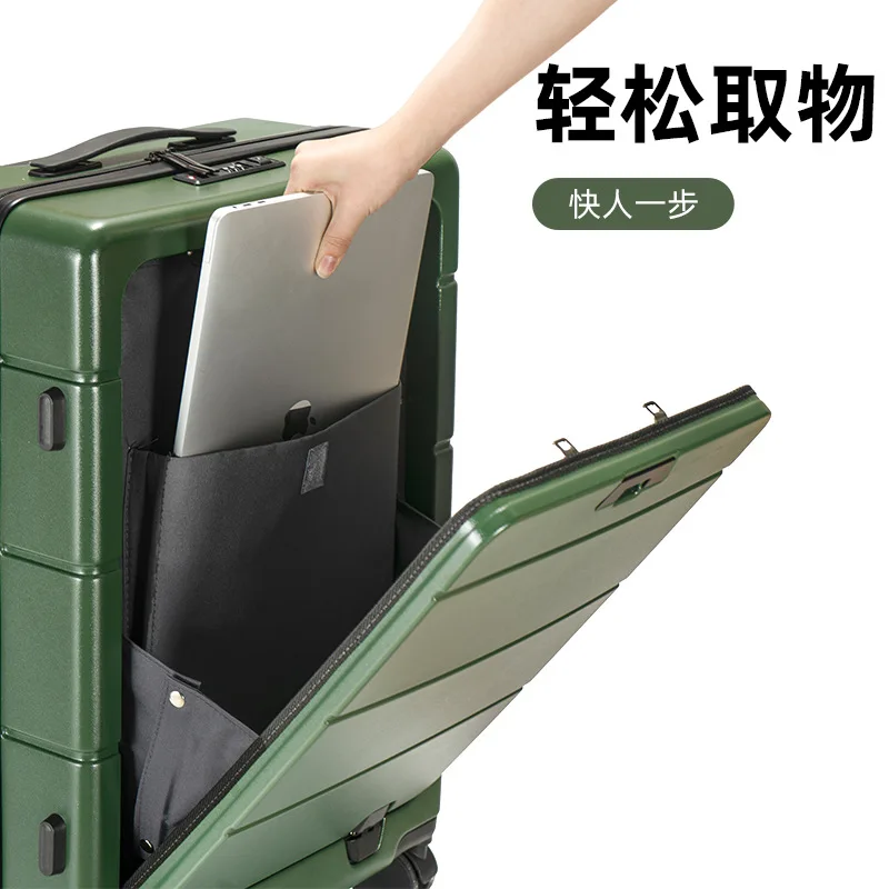 Front Open Suitcase, Rechargeable, Multi-functional, Durable, Thickened Suitcase, Trolley Suitcase, Women's Suitcase