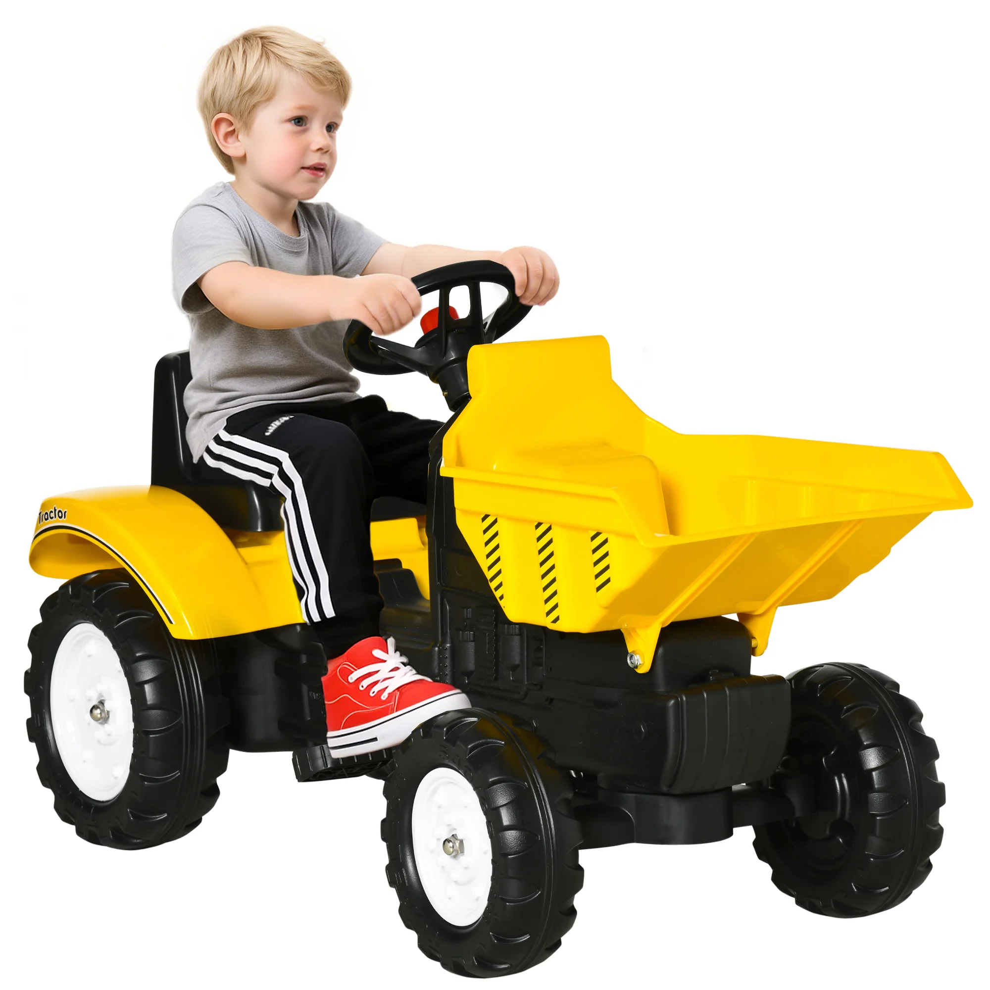 

Kids Ride on Tractor Toy with Pedals and Manual Bucket Lift Sand Play Outdoor Pretend Play Vehicle for Children 3 6 Years Old
