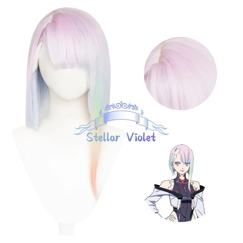 

Люси Косплей Парик Термостойкий Аниме Киберпанк Edgerunners Люси Косплей Синтетические Парики 45 СМ Розовый Градиент Аниме Парик Хэллоуин