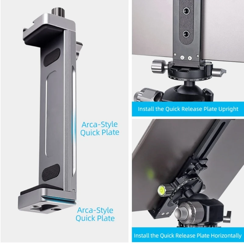 E56B XJ-15 Metal Tablet Clamp Phone Holder Stand Tripod Clip with Cold Shoe Mounting Port 130-230mm/5.1-9.0in Clamp Ranges