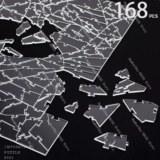 Unravel the 1000 pieces of transparent acrylic broken glass Puzzle, a highly challenging and mind-bending irregular hell level