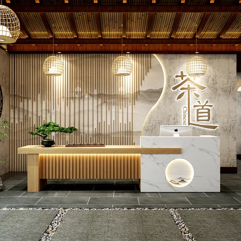 Forge Bar Checkout Page Company Front Desk Reception Desk Simple Modern Beauty Salon New Chinese Multi-functional Tea Table