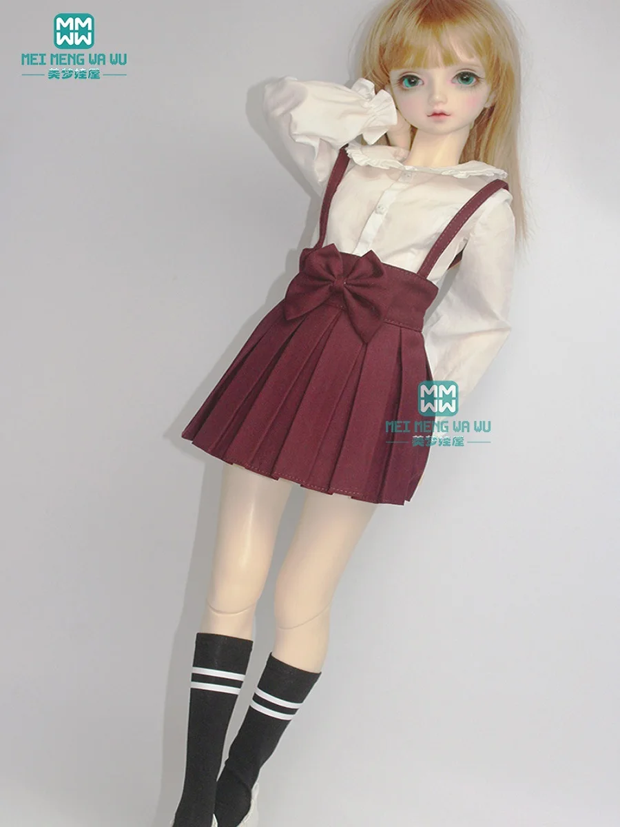 

Clothes for doll fashion pleated skirt wine red, khaki, blue Fits 58-63cm 1/3 BJD DD SD doll