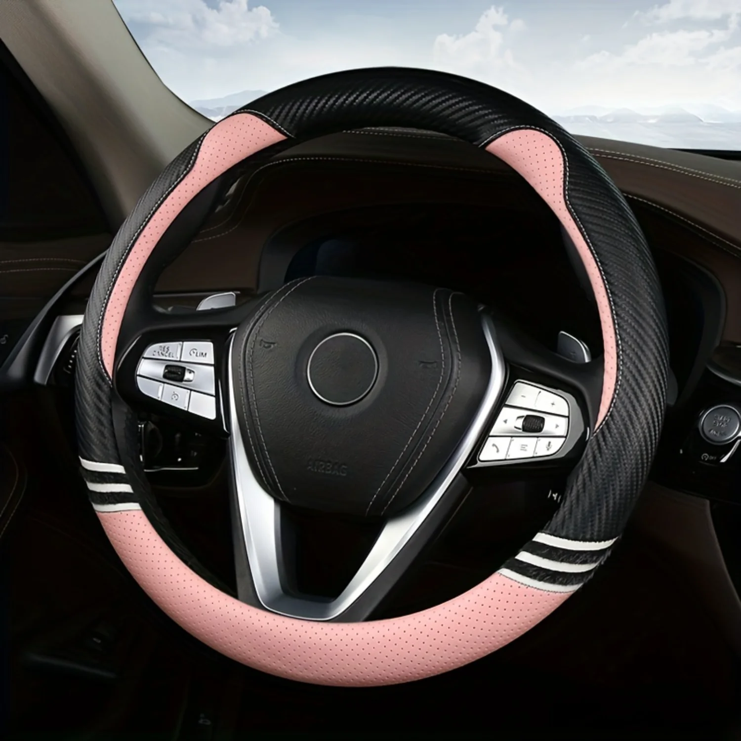 

Fashionable Microfiber Leather Car Steering Wheel Cover for Women - Protects and Enhances Your Driving Experience