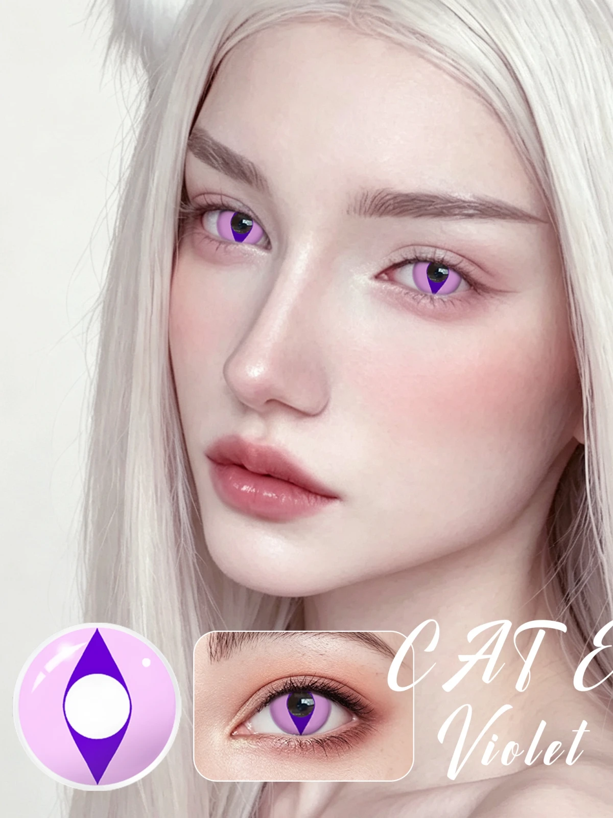 VISUASHOW Katzenaugen-Kunstlinsen mit kleiner Pupille, 1 Paar, weiche Linsen, Anime-Cosplay für Coser, Alltag, Halloween-Party, Augenschönheit