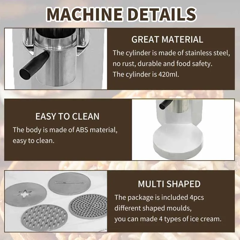 商業スワールアイスクリームメーカースパゲッティアイスクリームヌードルパスタ製造機