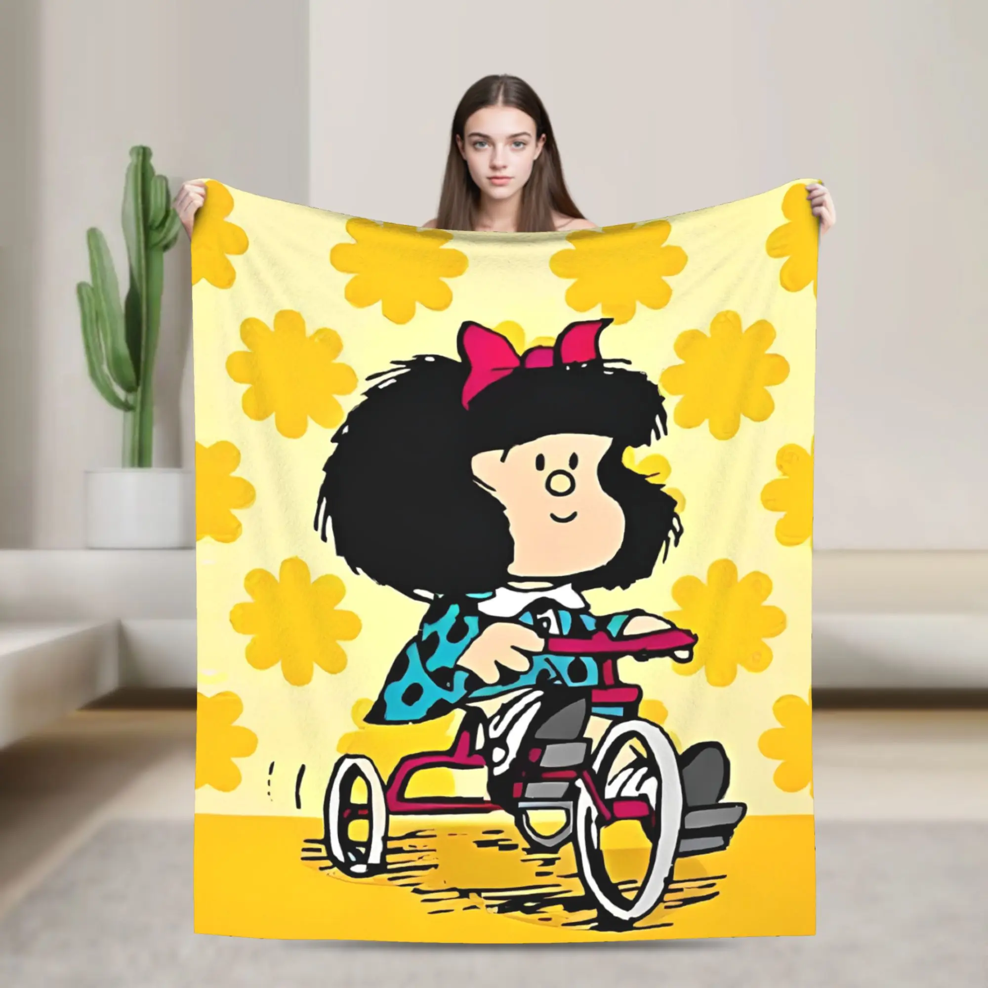 

Cartoon Mafaldas Blanket Fleece Anime Warm Throw Blankets for Bedroom Sofa Bedspread