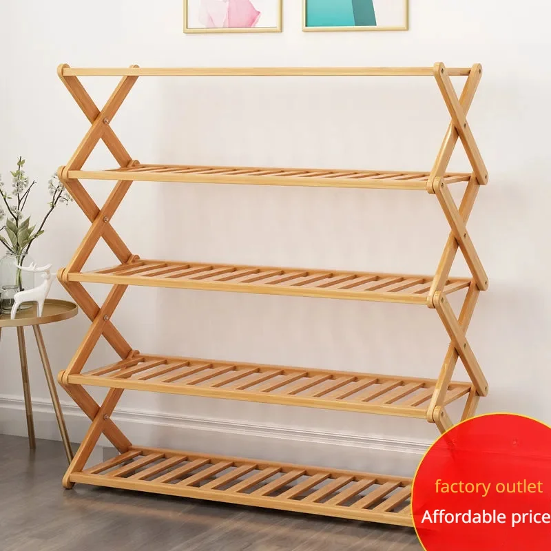 Free Installation Folding Multi-layer Shoe Rack Simple Household Economic Racks Dormitory Door Storage Rack Bamboo Shoe Cabinet