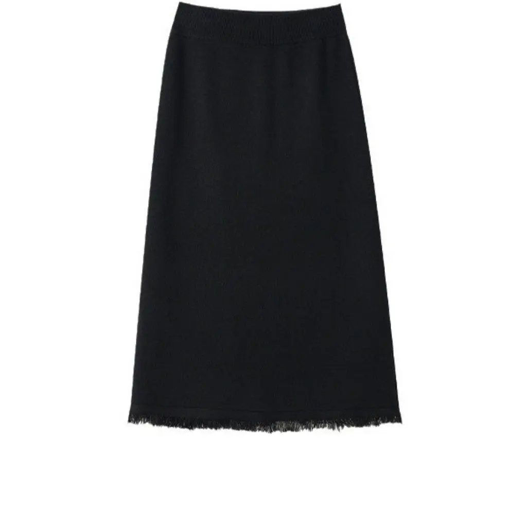 

Winter in Nangang Grey Slim A-Line Knitted Skirt Hand Combed Tassel Straight Tube Design for Autumn And Winter F112114
