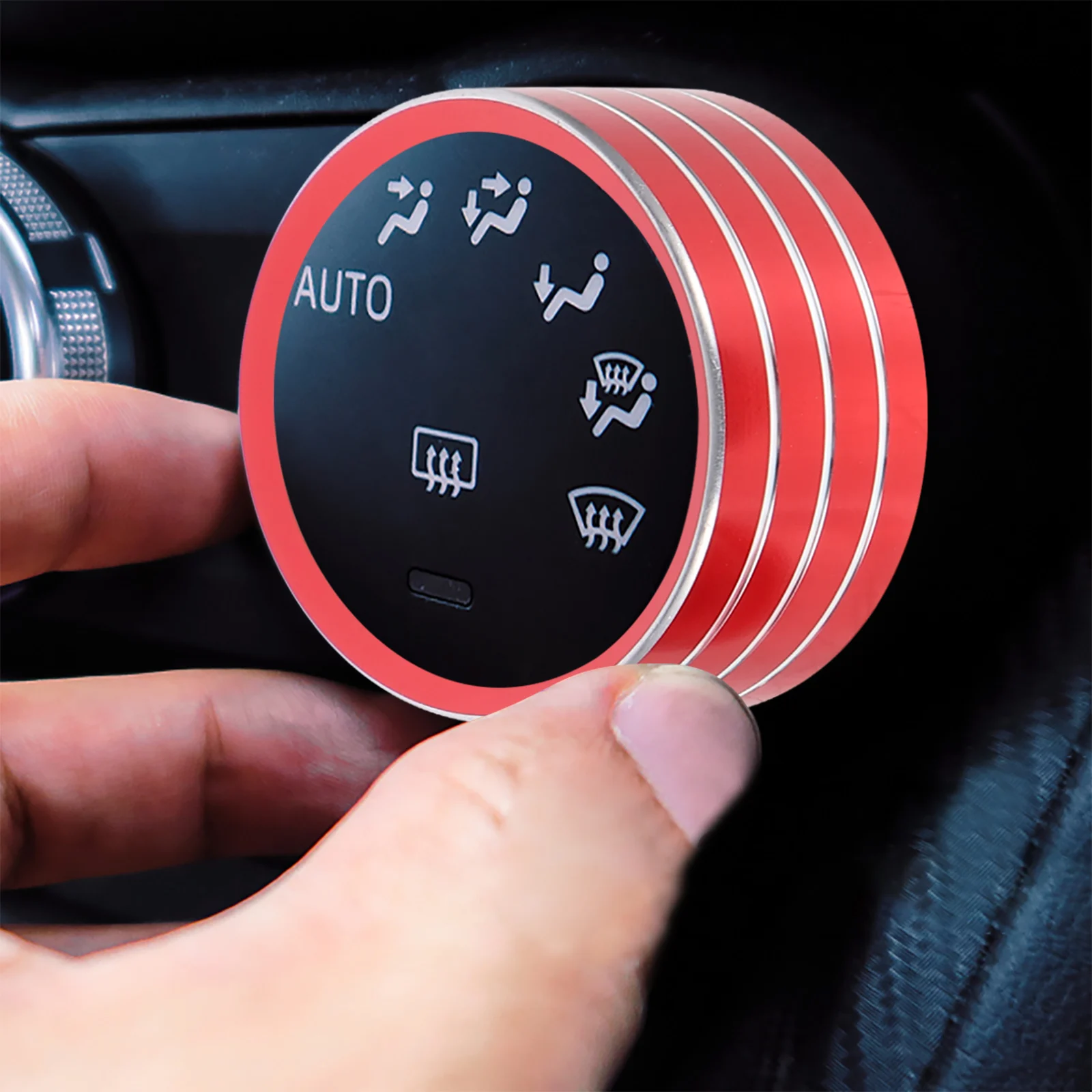 

3pcs Car Interior Accessories Aluminum Alloy Knob Cover Bright Dustproof Anti-scratch Corrosion Resistant Red Decor for women