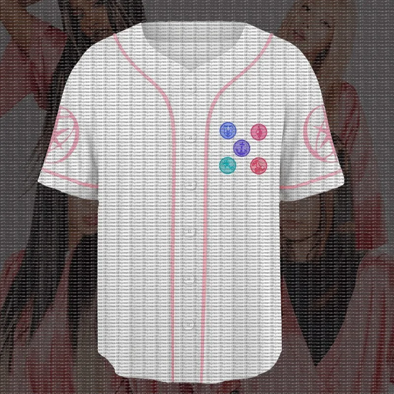 Girl Group Fan Support Baseball Jersey with White Pink Border, Colorful Badge Print, Loose Street Casual Cardigan