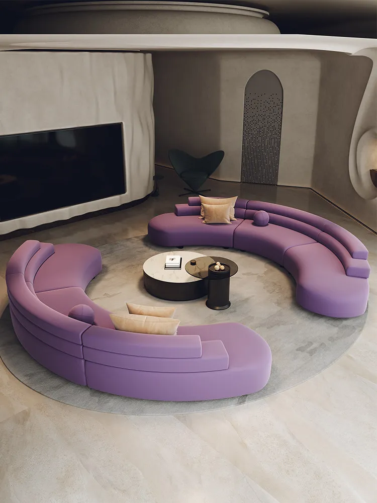 & Semicircular One Seat Sofa Purple Sponge Filling-Italian Minimalism Design for Sales Offices Hotel Lobbies Beauty Salons