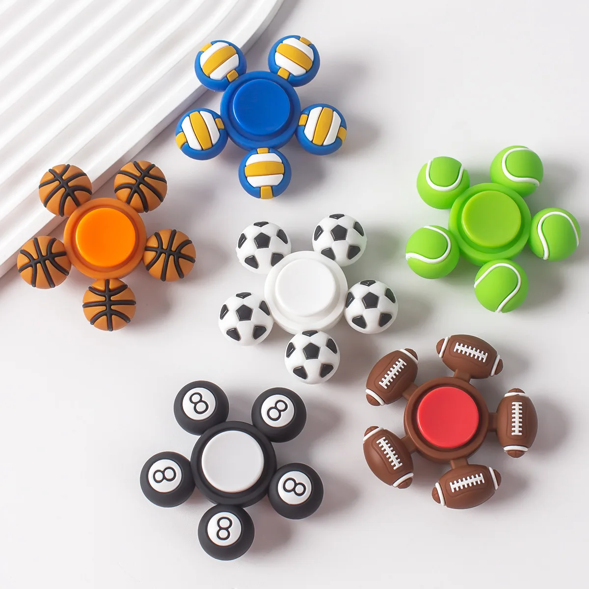 6Pcs Sports Football Theme Fingertip Gyro Stress Reliver Toy Friend Birthday Party Favors  Rewards Goodie Bag Pinata Fillers