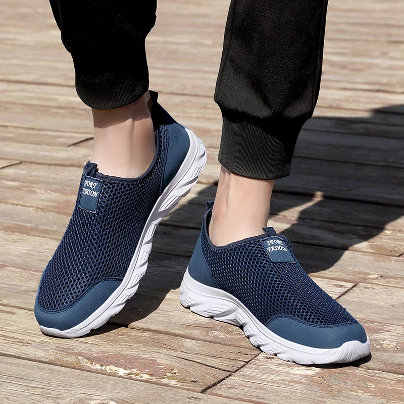 Plus Size 39- 47 Summer Men Half Slippers Lightweight Casual Shoes Outdoor Male Flat Slippers Anti-slip Mesh Slip on Loafers