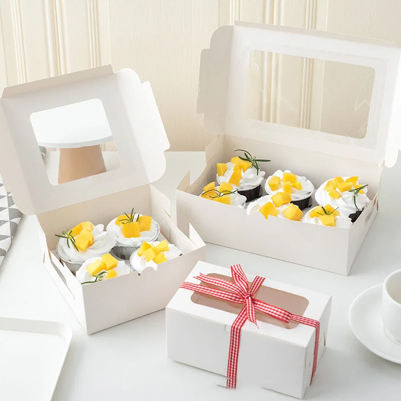 Customized productEgg Tart Packing Box Bakery dessert box white cardboard Paper printed Donut disposable packaging box