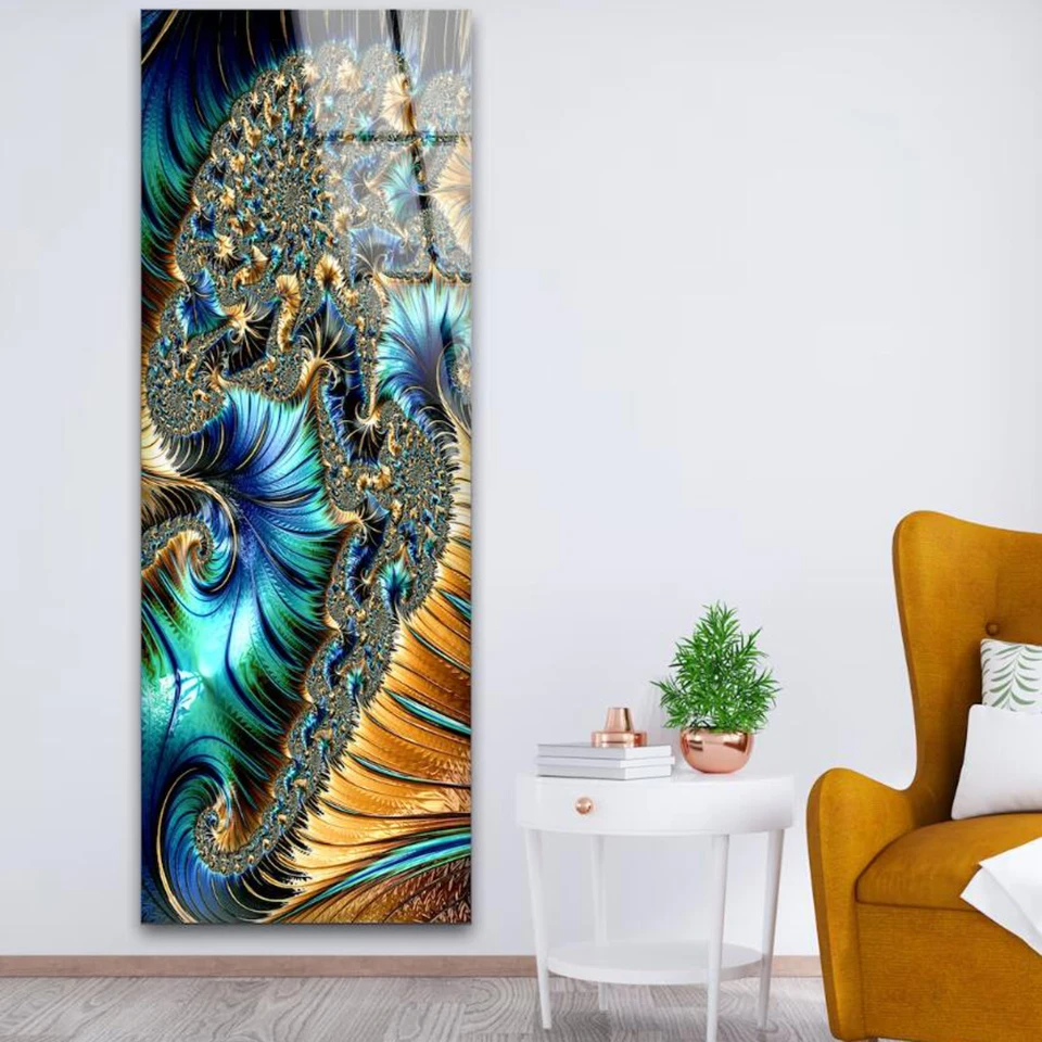 Diamond Art Painting Tempered Glass Abstract Feather Full Square/Round Embroidery Mosaic Large Size Home Decor