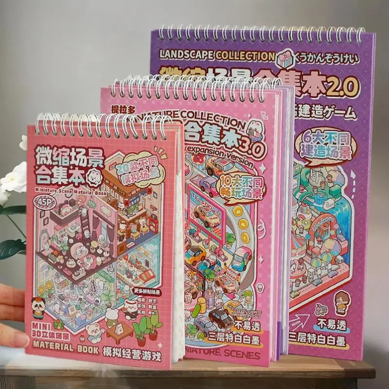 

3D Stickers 20 Scenes Cartoon Forest Village DIY Pocket Cabin Scene Book Stacking Pasting Birthday Gift