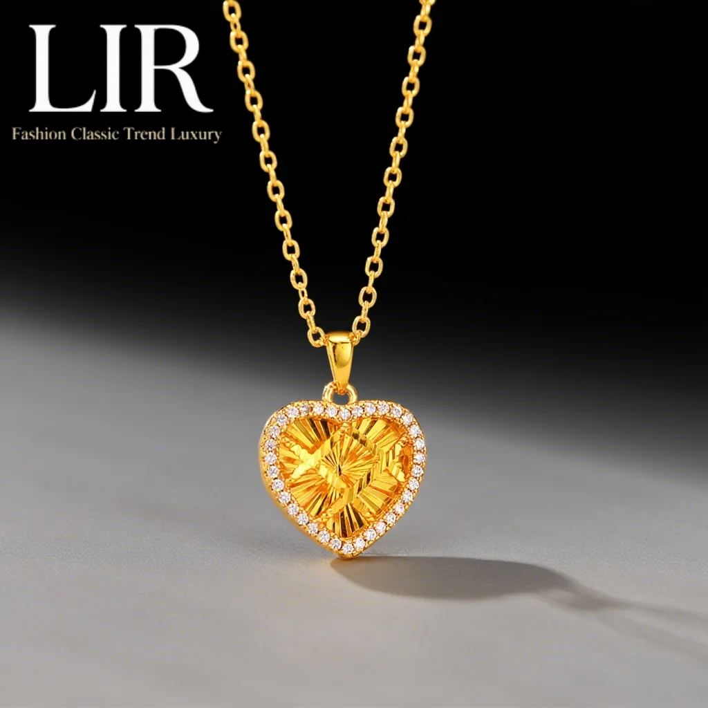 

LIR Fadeless Non - deformable Sweetheart Pendant Necklace: Latest Plating, Exquisite Zircon Inlay, Super Shiny, for Young Girls