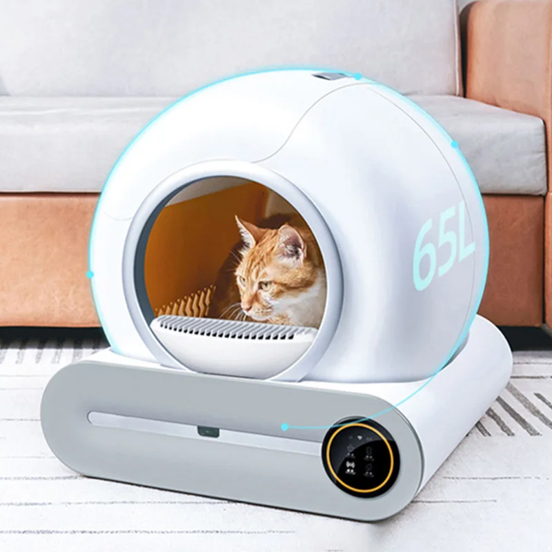 

65L Automatic Smart Cat Litter Box Self Cleaning Fully Enclosed Large Cat Toilet Litter Tray English Version Tonepie