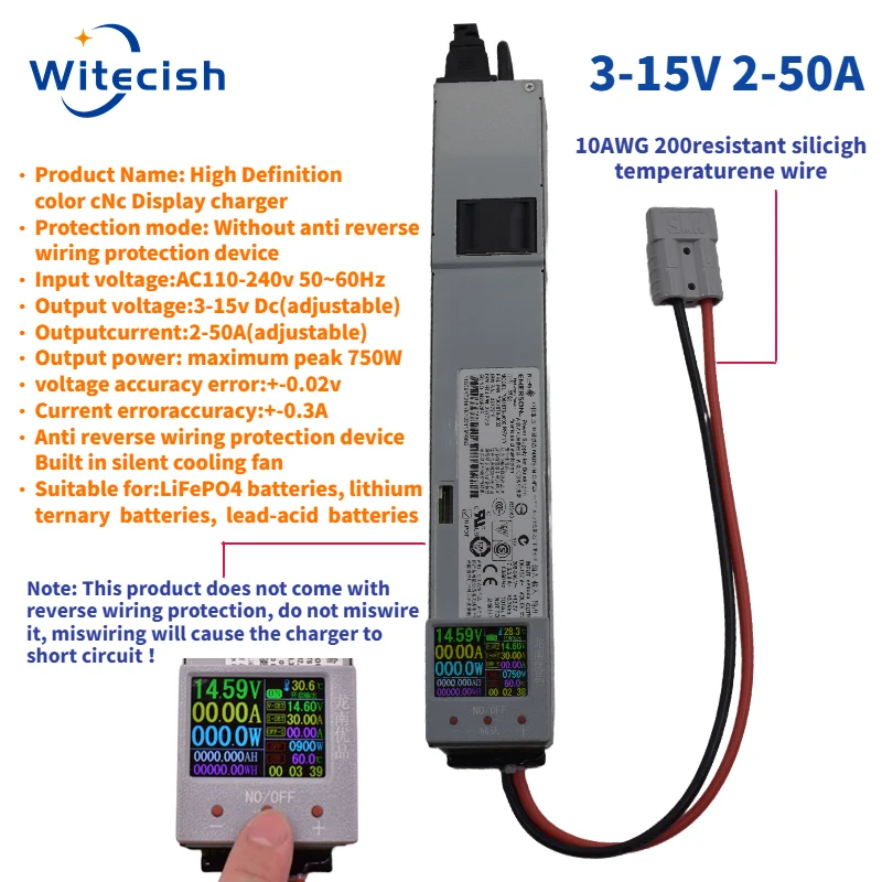 Adjustable charger for lithium-ion battery, 3-15v, 3-50a, 12v, 50a, 14.6 v, 50a, 12.6 v, 50a , 40a, 30a, 20a without protect