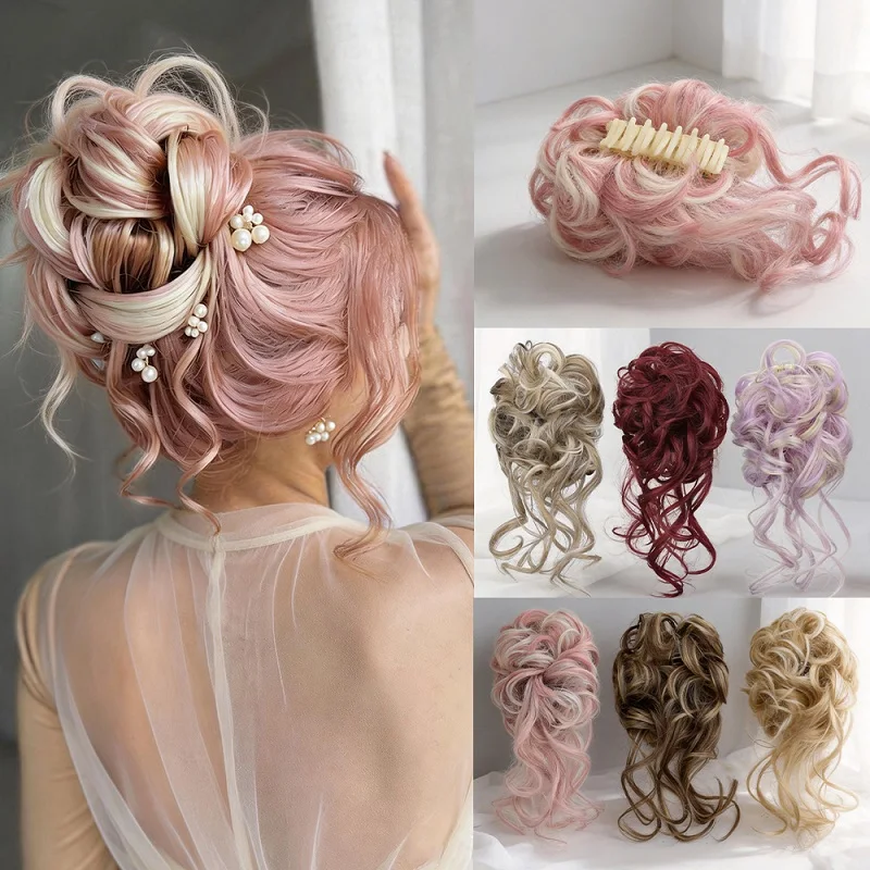 Synthetic Messy Elegant Tassel Fake Hair Chignon Claw Clip Hair Bun Ponytail Hairpiece Easy  Hair Accessory for Women Daily