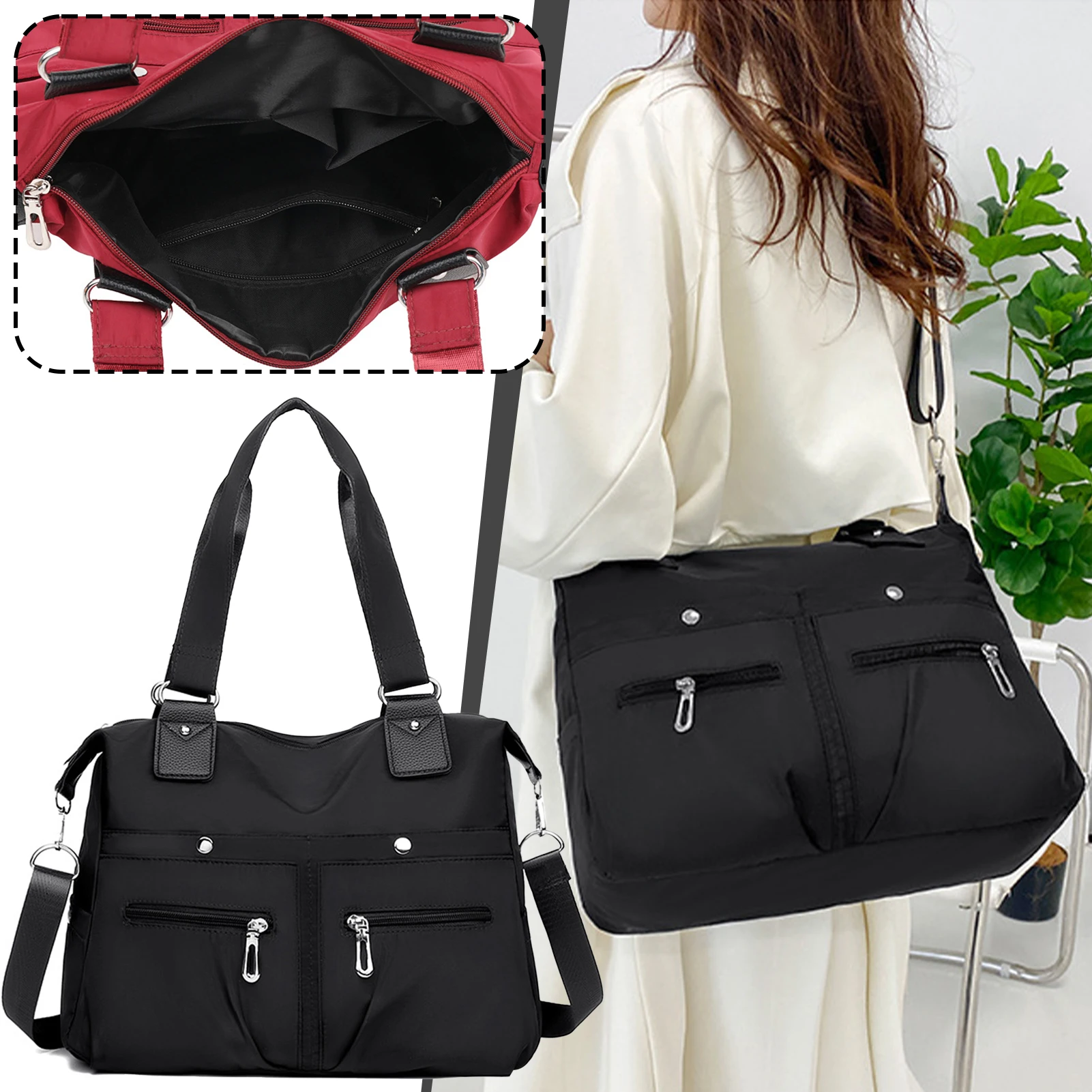 امرأة خمر حقيبة يد عادية Crossbody حقيبة كتف نايلون مقاوم للماء حقيبة ساع للسيدات حقيبة قطري محافظ السفر #1