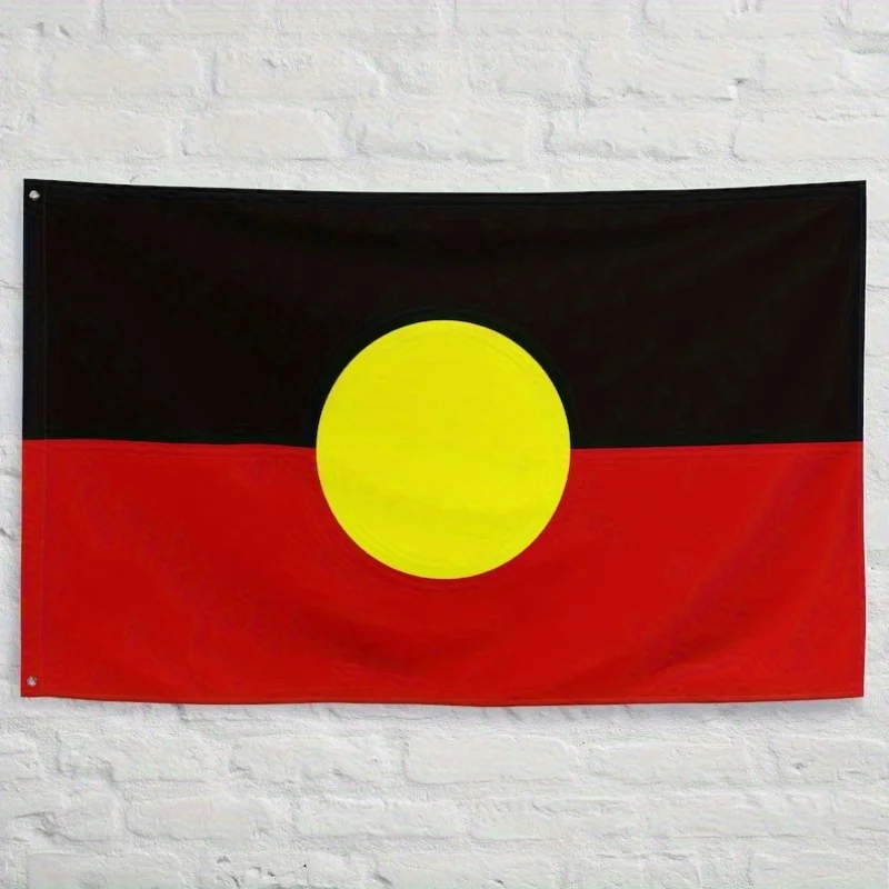 1pc a Large Local Flag, Aboriginal Flag, Featuring a Black And Red Color Scheme with a Yellow Circle Design, for Home Display