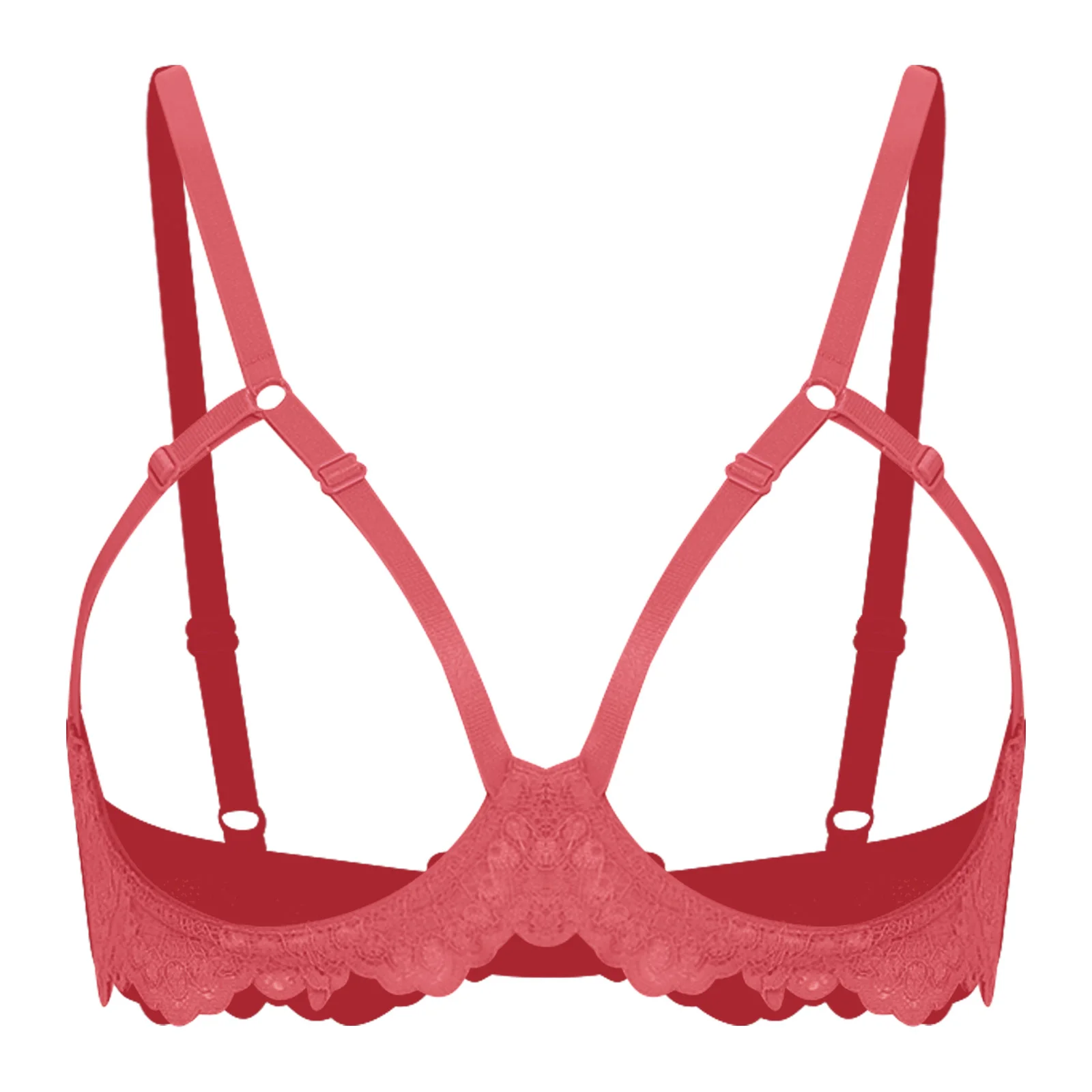 

Women Lingerie Hollow Out Bra Tops Open Bust Underwire Bra Top with Three Row Hook-and-eye Closure for Lingerie Tempting Bras