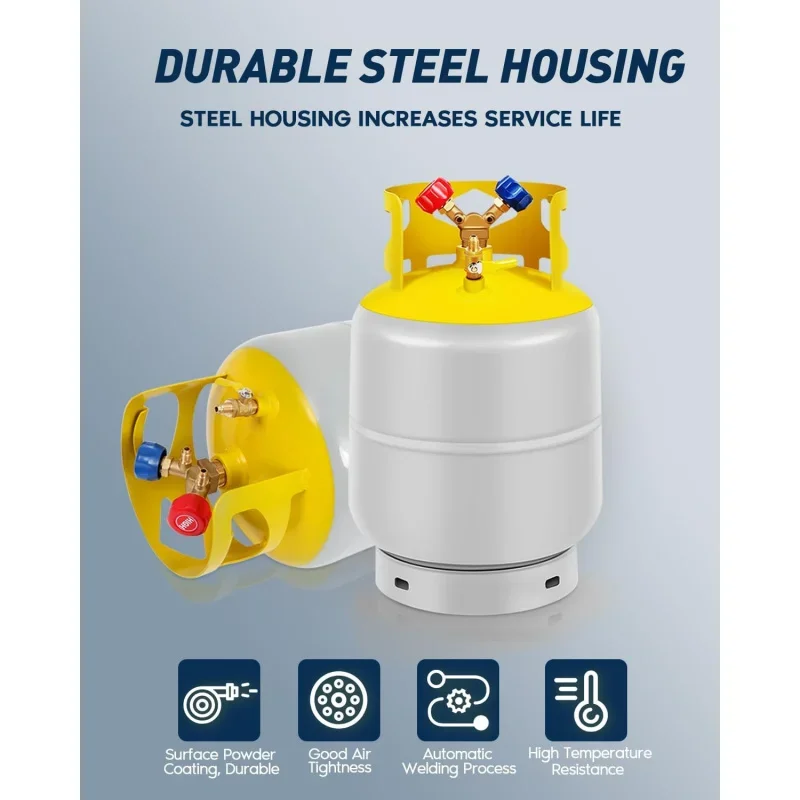 Recovery Tank 30 LB Reusable Recovery Cylinder Tank 1/4 SAE Y-Valve Recovery Can without Float Switch R12 R22, R