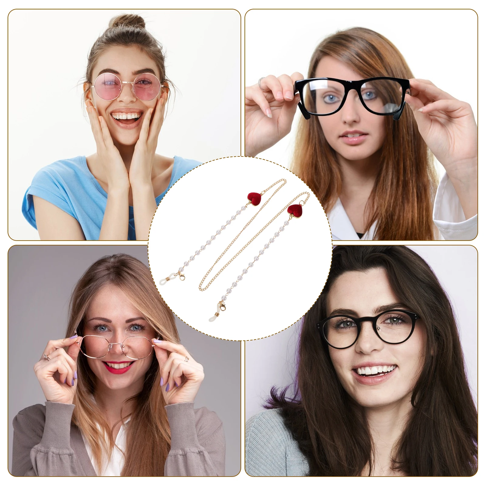 

Glasses Chain Necklace Eye Glasses Holders Around Neck Red Metal Chains for Women Stylish Anti Loss Lanyard Around Neck