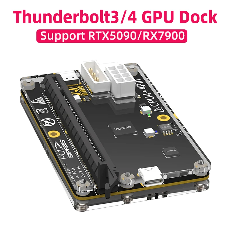 USB4 Thunderbolt3/4 GPU Dock PCIe Extra Graphics Card to Laptop Notebook support RTX 5090 RX 7900 Windows 10/11 PD 60W DC