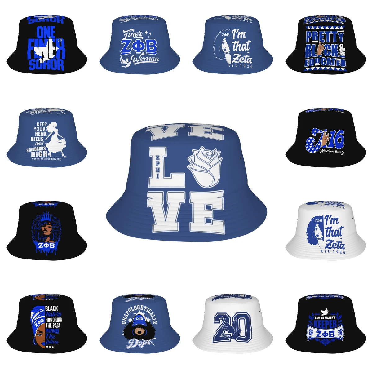 Zeta Phi Beta ZPB Sorority Fisherman's Cap Outdoor Bucket Hats Fishing Hat Wide Brim Cap Unisex Foldable Beach Summer Travel