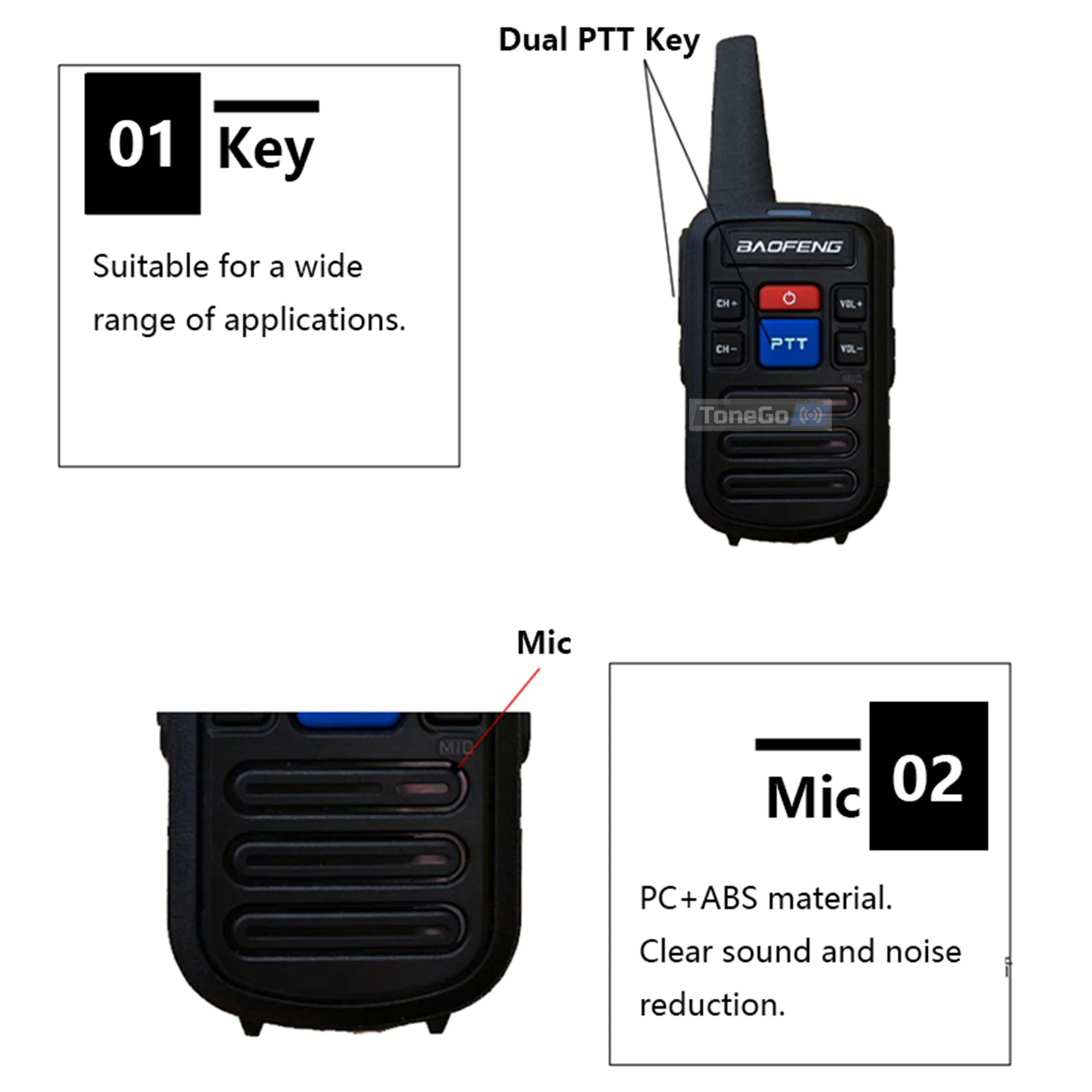 2/4 Buah Baofeng Mini Walkie Talkie BF-C50 Dual PTT UHF 400 ~ 480MHz Pengisi Daya Tipe C HF Transceiver Jarak Jauh Radio CB Ham Portabel