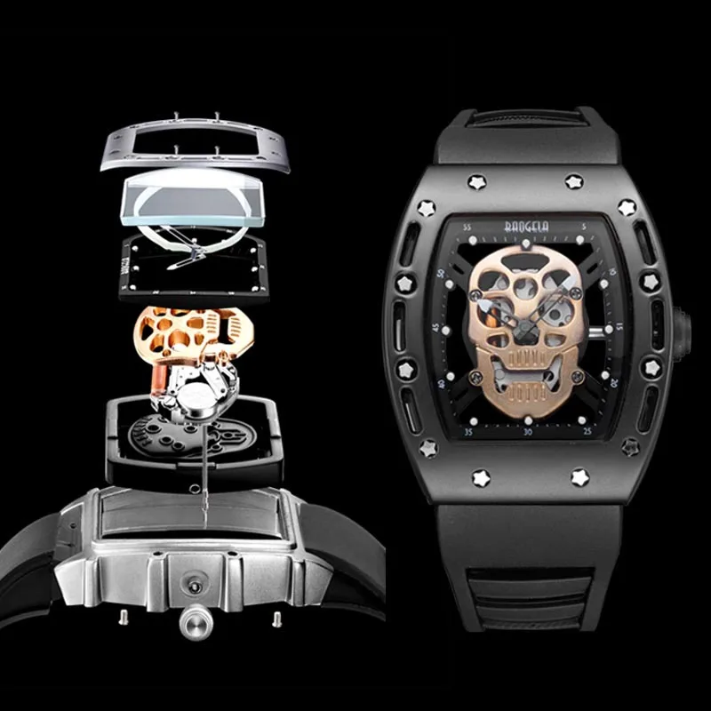 BAOGELABaogra-reloj Domineering Skull Wine, reloj de silicona para hombre, reloj de cuarzo deportivo resistente al agua, Comercio Exterior