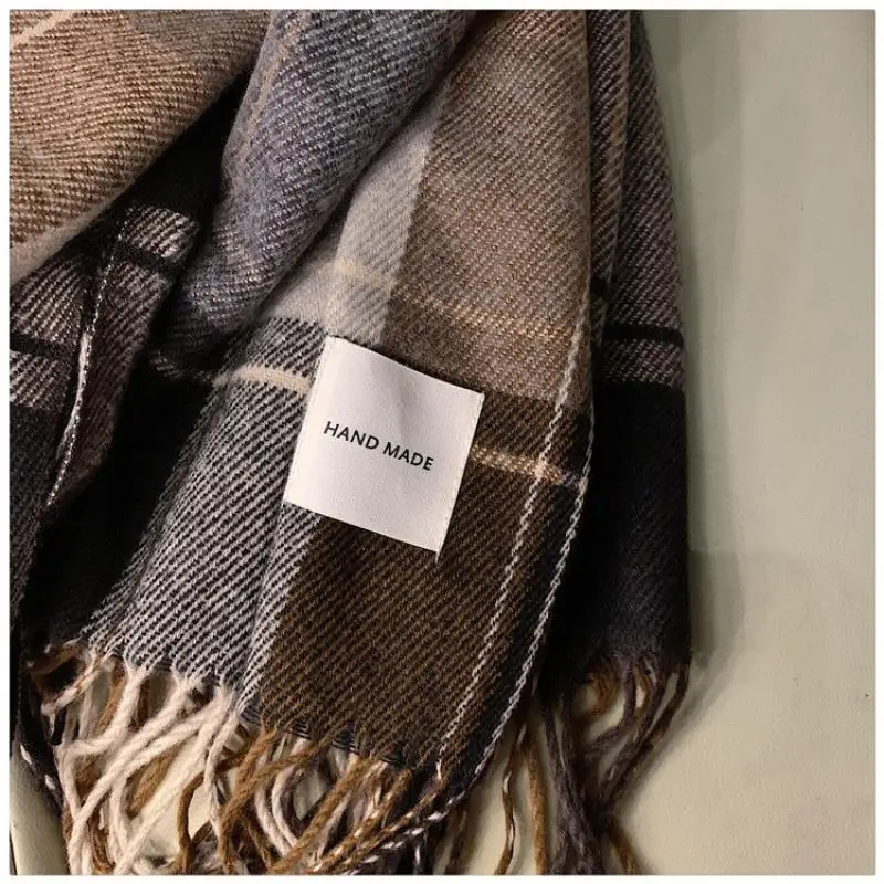 Bufanda Clásica de Invierno para hombre y mujer, chal de Cachemira de imitación con logotipo, estilo coreano, ideal para negocios y estudiantes,