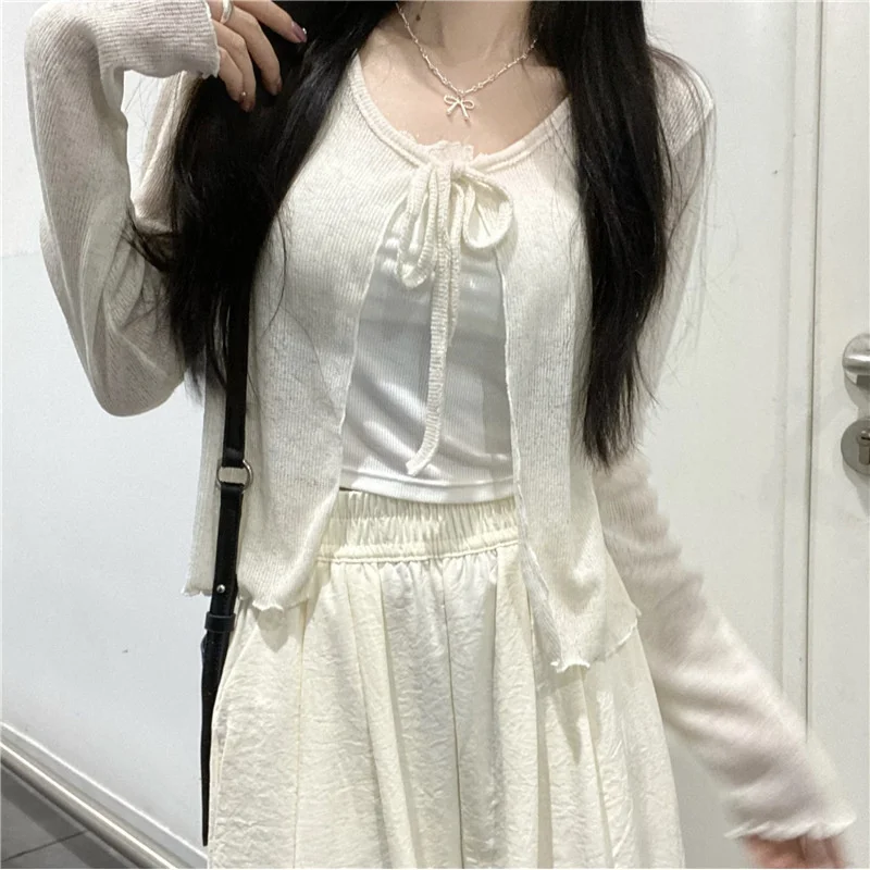 

Women's Spring Gentle Style Versatile Short Thin CoatVCollared tie-neck sun protection cardigan jacket
