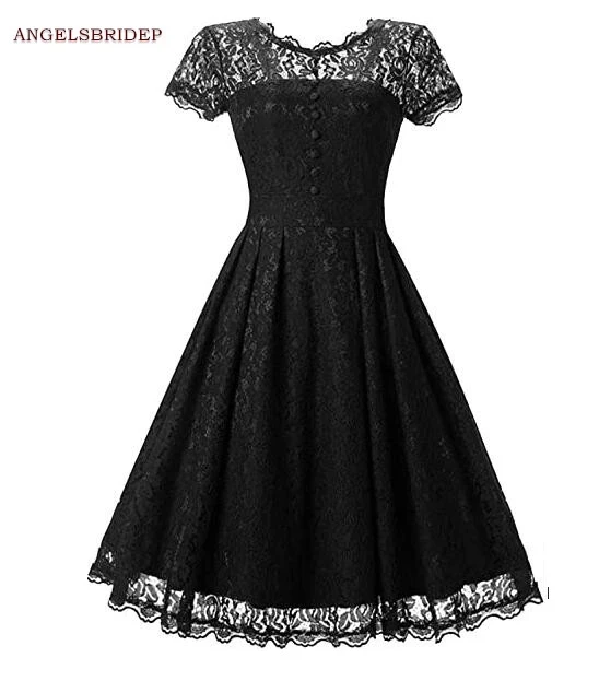 

ANGELSBRIDEP Black Short Homecoming Dresses Sheer Neck lace Design Vestidos de festa Graduation Formal Party Gowns HOT