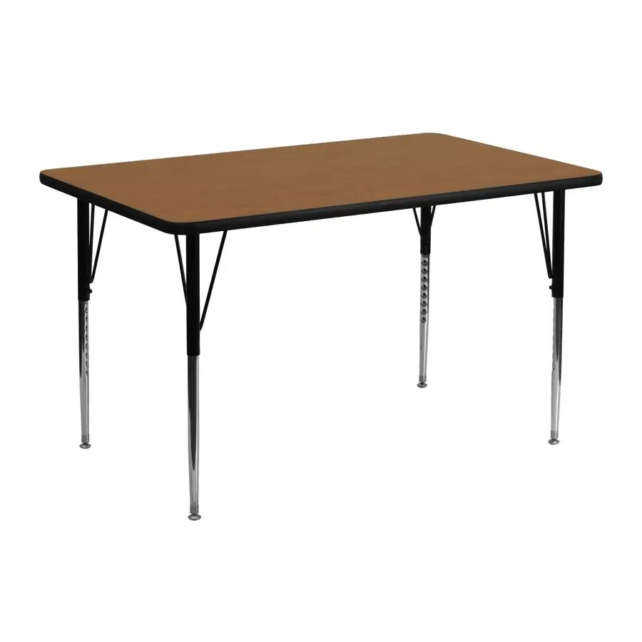 24W x 48L Rectangular Oak Thermal Laminate Activity Table Standard Height Adjustable Legs