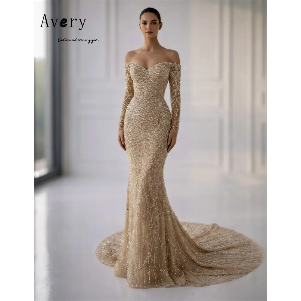 

Avery Customized Beaded Fishtail Long Sleeve Sweetheart Gala Dresses Elegant Evening Party Dresses Luxury 2026 Women's Ball Gown