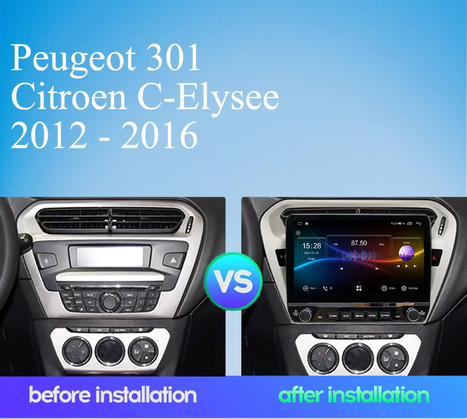 For Peugeot 301 For Citroen C-Elysee 2012 - 2016 Car Radio Video Audio Music Player Head Unit Tape recorder GPS Navi RDS DSP DAB