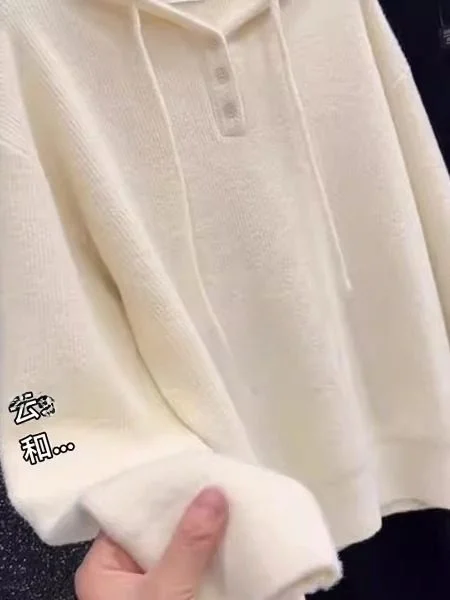 

Модный вязаный свитер-худи для женщин больших размеров, весенний, повседневный, в корейском стиле, приталенный, с длинным рукавом, с круглым вырезом