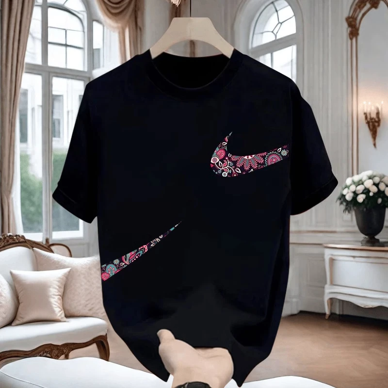 

Short-sleeved T-shirt Men's and Women's Same Casual Loose Sports Versatile Pure Cotton Half-sleeved Top Sports Casual Popular