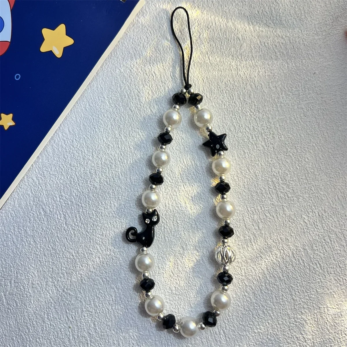 

Star Cat Phone Chain Phone Case Hanging Rope Cool Black Spicy Girl DIY Beaded Camera Chain Phone Decoration